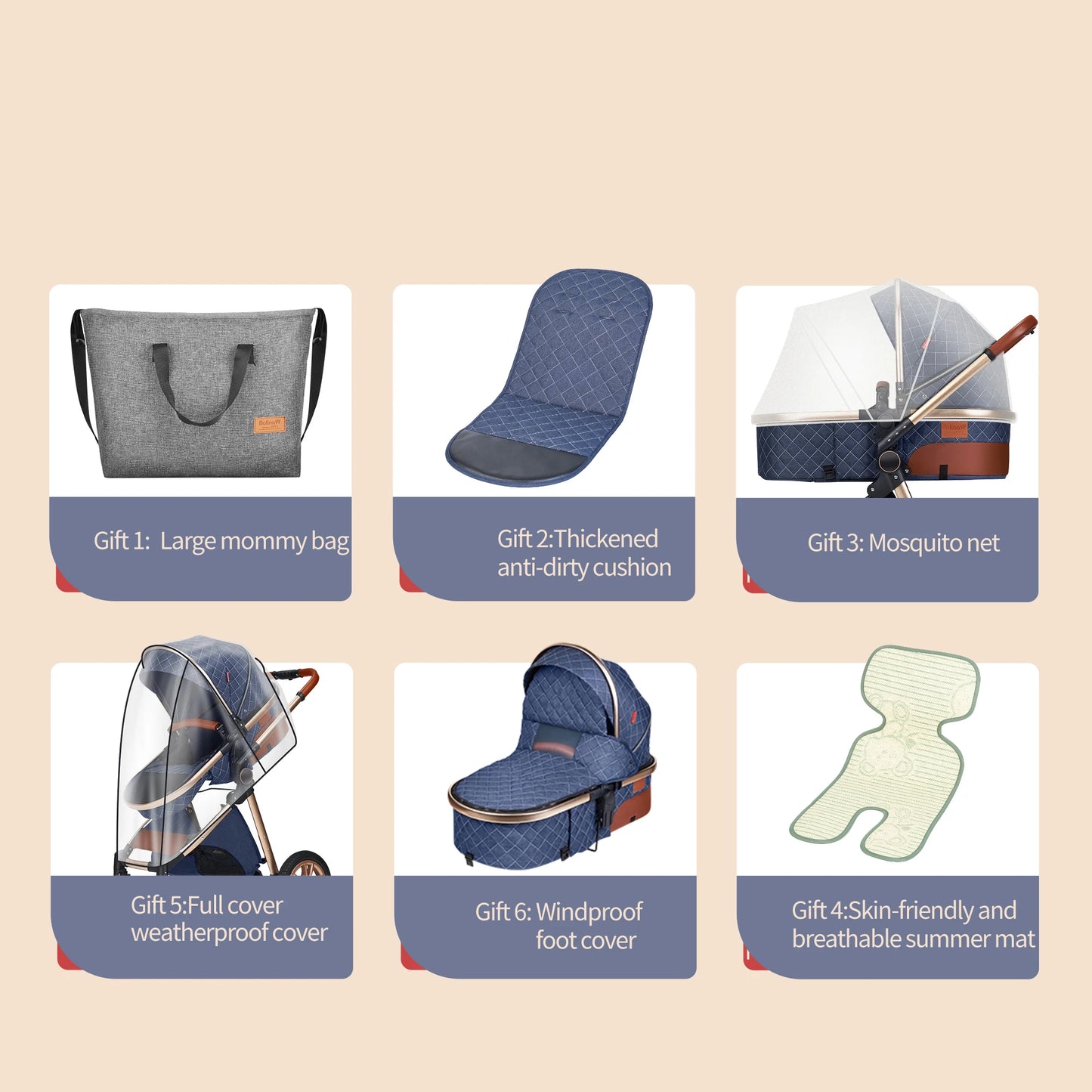 All-in-One Luxury Stroller: Versatile 3-in-1 High Landscape Pram with Reversible Seat Mode