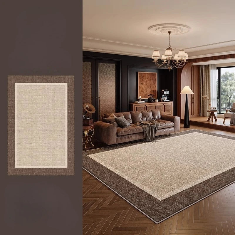 Retro Style Rugs for Bedroom Large Area Living Room Decoration Brown Carpet Washable Lounge Soft Floor Mat Anti-slip Bedside Rug