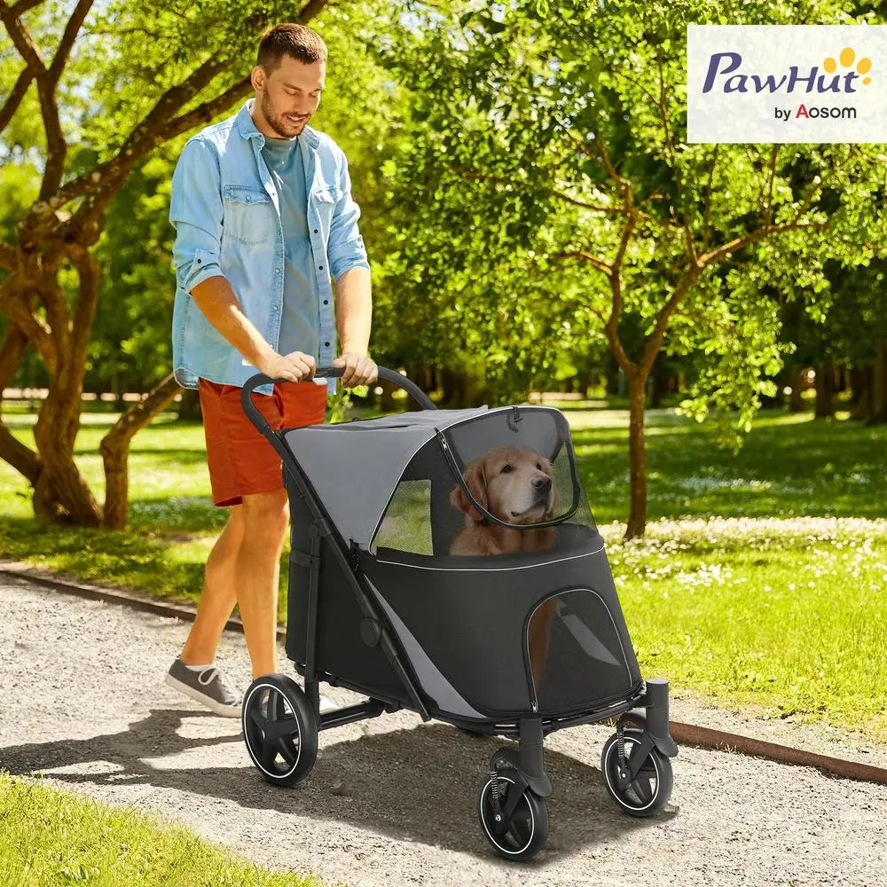 Dog Stroller for Large Medium Small Dogs up to 66 Lbs. 23.5 in Body Length, OneClick Foldable Pet Cat Stroller with Storage, Sh