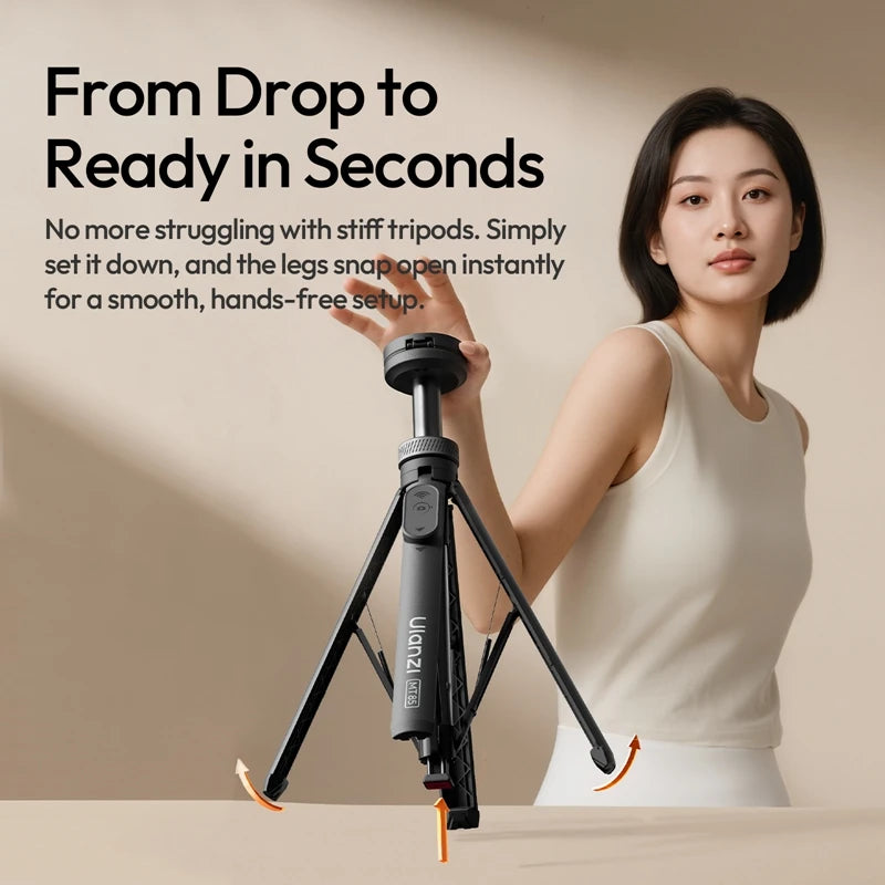 Ulanzi MT85 Automatic Phone Tripod Magsafe Dual-Side Magnet with 10m Wireless Control for Selfie Stick Livestreaming Vlog Shots