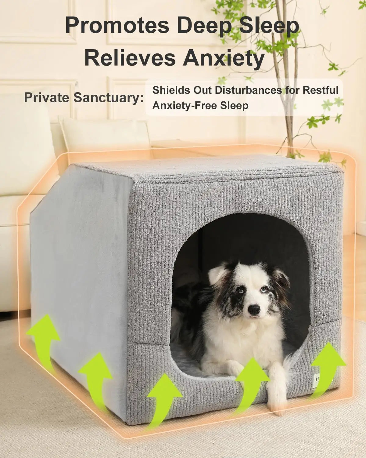Indoor Dog House for Extra Large Dogs with Washable Cover, Orthopedic Foam Cushion, Semi-Enclosed Privacy Design