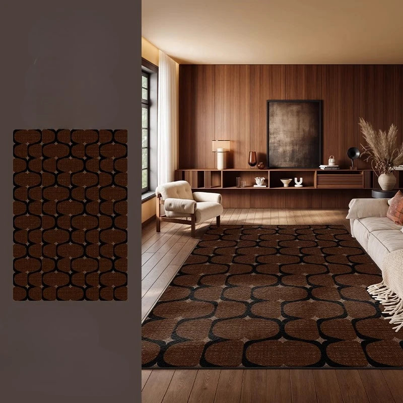 Retro Style Rugs for Bedroom Large Area Living Room Decoration Brown Carpet Washable Lounge Soft Floor Mat Anti-slip Bedside Rug