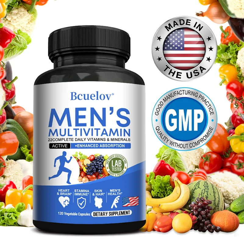 Multivitamin for Men - Daily Multivitamin for Energy, Focus & Brain, Men's Health Complex, Non-GMO120 , 120 Vegetarian Capsules