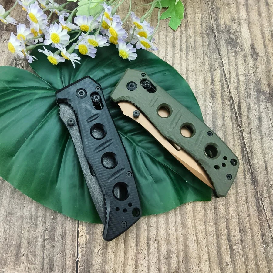 BM 273 Durable Folding Knife D2 Steel Blade G10 Handle Suitable for Outdoor Camping  Practical Cutting Knife Gift for Men.