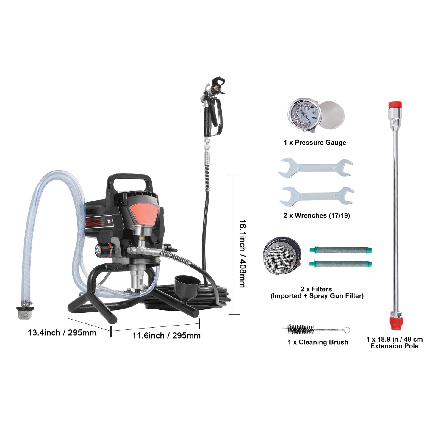 SucceBuy 750W 950W Airless Paint Sprayer 3000PSI High Efficiency Electric Airless Sprayer Handheld Paint Sprayers
